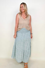 Load image into Gallery viewer, Heyson Smocked Waist Ditsy Floral Midi Skirt with Slit