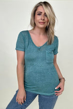 Load image into Gallery viewer, Zenana Washed Melange Burnout Scoop V-Neck Top