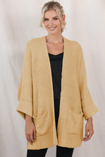Load image into Gallery viewer, Waffle-Knit Long Sleeve Cardigan with Pocket
