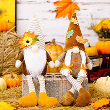 Load image into Gallery viewer, Striped Knit Floral Thanksgiving Harvest Gnome Ornaments
