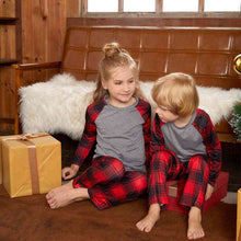 Load image into Gallery viewer, Raglan Sleeve Top and Plaid Pants Set
