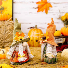 Load image into Gallery viewer, Maple Leaf Plaid Thanksgiving Harvest Gnome Ornaments
