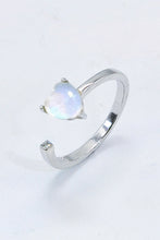Load image into Gallery viewer, Inlaid Moonstone Heart Adjustable Open Ring

