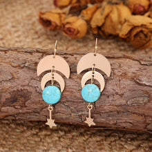 Load image into Gallery viewer, Star Crescent Turquoise Dangle Earrings

