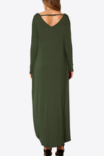 Load image into Gallery viewer, Split Long Sleeve V-Neck Maxi Dress
