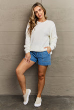 Load image into Gallery viewer, Zenana Cozy Season High Low Waffle Sweater Pullover in Ivory
