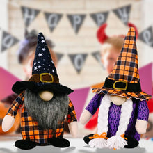 Load image into Gallery viewer, Halloween Orange Plaid Gnome Ornament
