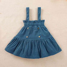 Load image into Gallery viewer, Puff Sleeve Round Neck Top and Buttoned Overall Dress Set
