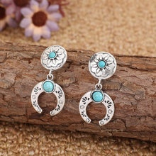 Load image into Gallery viewer, Retro Crescent Turquoise Drop Earrings
