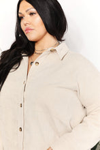 Load image into Gallery viewer, HEYSON Full Size Oversized Corduroy  Button-Down Tunic Shirt with Bust Pocket
