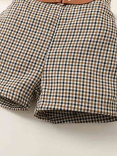 Load image into Gallery viewer, Ribbed Round Neck Short Sleeve Top and Plaid Shorts Set
