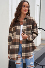 Load image into Gallery viewer, Plaid Curved Hem Dropped Shoulder Longline Shirt Jacket
