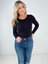 Load image into Gallery viewer, Rae Mode Solid Butter Round Neck Long Sleeve Bodysuit

