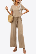 Load image into Gallery viewer, Round Neck Short Sleeve Jumpsuit with Pockets
