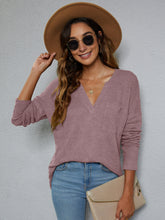 Load image into Gallery viewer, Dropped Shoulder High-Low Waffle-Knit Top
