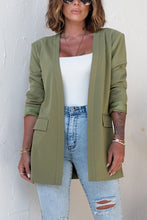 Load image into Gallery viewer, Green Open Front Flap Detail Blazer
