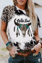 Load image into Gallery viewer, Skull Leopard Bleached Print Graphic Tee
