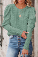 Load image into Gallery viewer, Solid Color Puffy Sleeve Textured Knit Top
