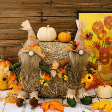 Load image into Gallery viewer, Thanksgiving Harvest Burlap Hat Gnomen Wreath
