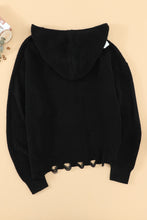 Load image into Gallery viewer, Zipper V-Neck Dropped Sleeve Hooded Solid Sweater
