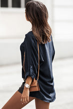 Load image into Gallery viewer, V Neck 3/4 Sleeve High Low Hem Shirt
