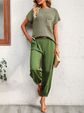 Load image into Gallery viewer, Round Neck Raglan Sleeve Tee and Long Pants Set
