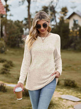 Load image into Gallery viewer, Ribbed Round Neck Long Sleeve Tee
