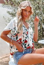 Load image into Gallery viewer, White Floral Print Buttons Tiered Ruffled Short Sleeve Shirt
