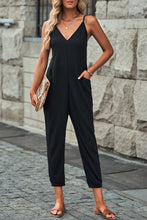 Load image into Gallery viewer, Spaghetti Strap Deep V Jumpsuit with Pockets
