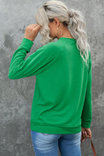 Load image into Gallery viewer, Green Raglan Sleeve Stripes Stars Clover Graphic Sweatshirt
