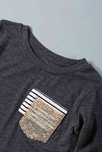 Load image into Gallery viewer, Girls Striped Color Block Sequin Pocket Top

