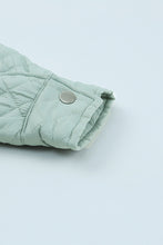 Load image into Gallery viewer, Green Quilted Pocketed Zip-Up Cropped Jacket
