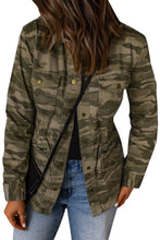 Load image into Gallery viewer, Green Camo Print Multi Pockets Button-Up Jacket
