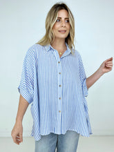 Load image into Gallery viewer, Zenana "Lucky Stripes" Oversized Striped Short Sleeve Button-Up Shirt

