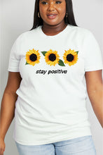 Load image into Gallery viewer, Simply Love Full Size STAY POSITIVE Sunflower Graphic Cotton Tee
