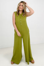 Load image into Gallery viewer, Jade By Jane Button Up Textured Wide Leg Jumpsuit
