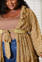 Load image into Gallery viewer, HEYSON Full Size Tie Front Ruffled Duster Cardigan
