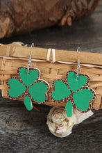Load image into Gallery viewer, Green Shamrock Leopard PU Earrings
