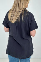 Load image into Gallery viewer, Zenana "April" Gauze Button Down Raw Edge Short Sleeve Top
