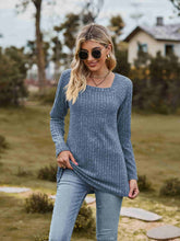 Load image into Gallery viewer, Ribbed Square Neck Long Sleeve Tee
