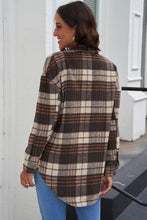 Load image into Gallery viewer, Plaid Curved Hem Dropped Shoulder Longline Shirt Jacket
