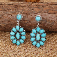Load image into Gallery viewer, Retro Turquoise Geometric Dangle Earrings
