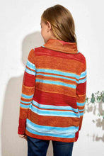 Load image into Gallery viewer, Girls Striped Cowl Neck Top with Pockets
