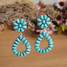 Load image into Gallery viewer, Turquoise Teardrop-Shaped Drop Earrings
