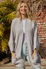 Load image into Gallery viewer, Waffle-Knit Long Sleeve Cardigan with Pocket
