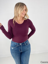 Load image into Gallery viewer, Rae Mode Solid Butter Round Neck Long Sleeve Bodysuit
