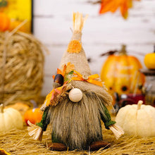 Load image into Gallery viewer, Thanksgiving Harvest Straw Hat Gnome Ornament
