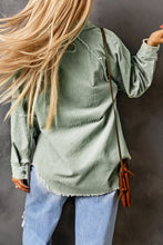 Load image into Gallery viewer, Green Frayed Boyfriend Corduroy Shacket
