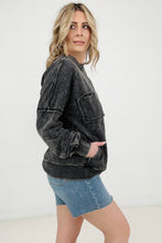 Load image into Gallery viewer, Zenana Acid Wash Raw Edge Front Pocket Pullover
