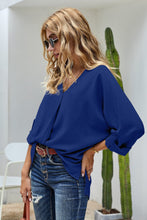 Load image into Gallery viewer, V Neck 3/4 Sleeve High Low Hem Shirt
